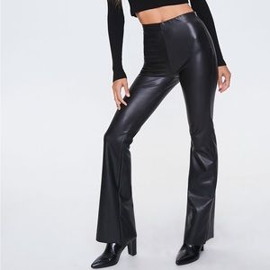 Forever21 High-Waist Flare Leather Pants